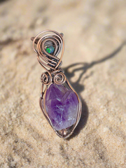 Amethyst Elestial Pendant with Ethiopian Opal Accent