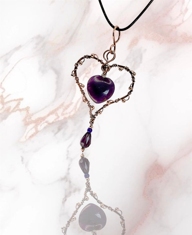 Amethyst Heart in Heart Shaped Frame