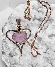 Amethyst Puffy Heart Wire Wrapped Pendant