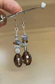 Smokey Quartz and Labradorite Earrings