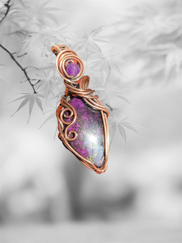 Purpurite Wire Wrapped Pendant