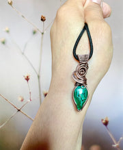 Chrysocolla in Malachite Pendant