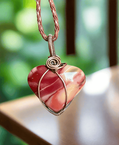 Mookaite Jasper Wire Wrapped Heart Pendant