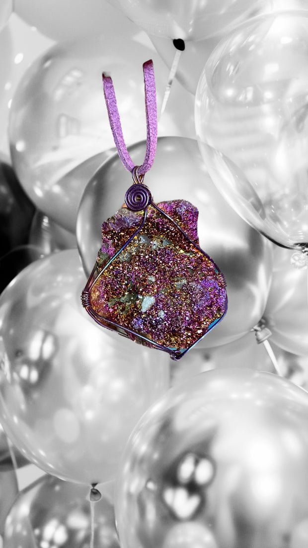 Titanium Aura Druzy Pendant