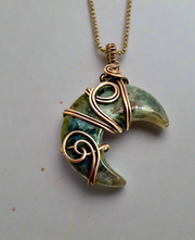 Larvikite Wire Wrapped Crescent Moon