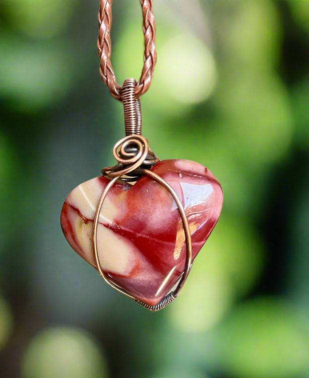 Mookaite Jasper Wire Wrapped Heart Pendant