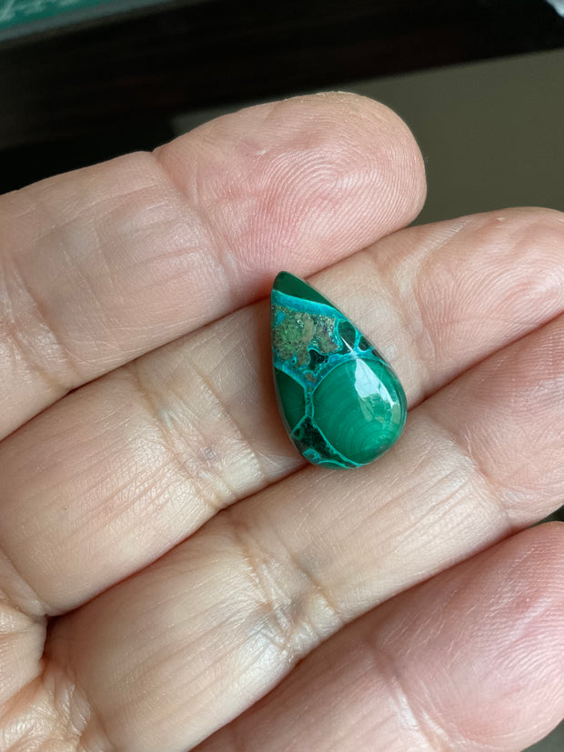 Chrysocolla in Malachite With Black Ethiopian Opal