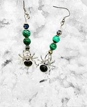 Malachite with Silver Heart & Malachite Spider Earrings