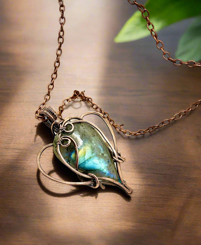 Labradorite Teardrop Shaped Wire Wrapped Pendant