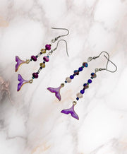 Enamelled Whale Tail Earrings