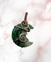 Moss Agate Crescent Moon Pendant