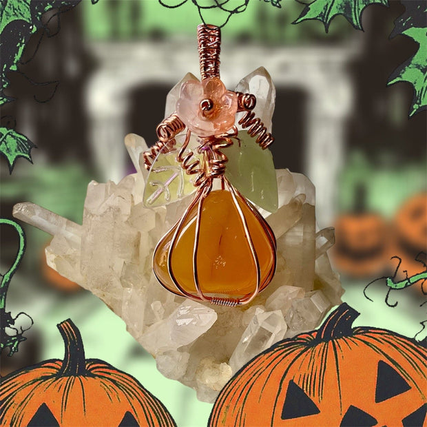 Carnelian Halloween Pumpkin Pendant