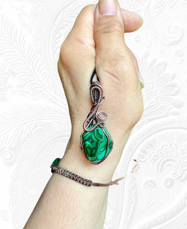 Malachite Wire Wrapped Pendant