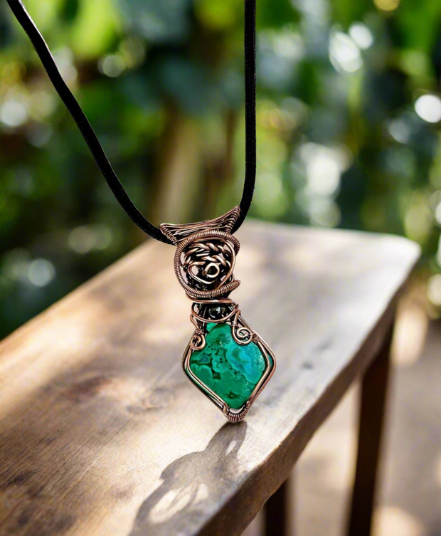 Chrysocolla in Malachite Pendant