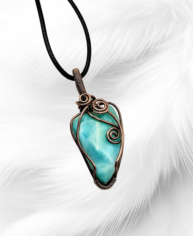 Larimar Wire Wrapped Pendant