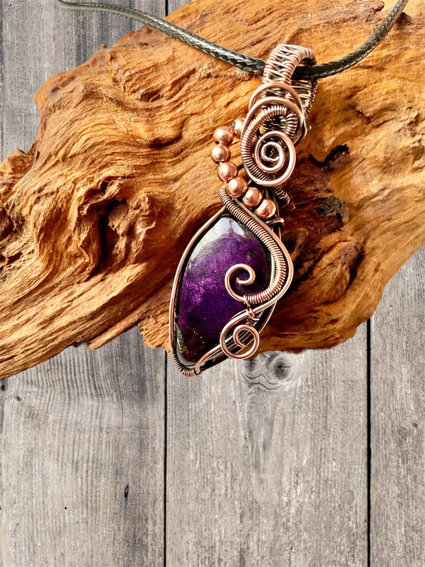 Purpurite Wire Wrapped Pendant