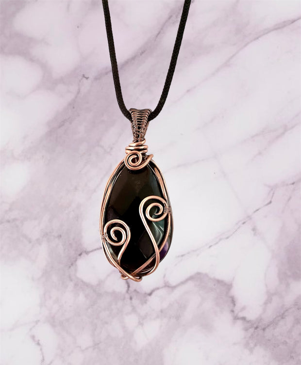 Gold Sheen Obsidian Wire Wrapped Pendant