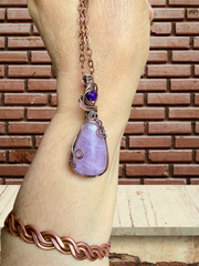 Kunzite Pendant With Amethyst Accent