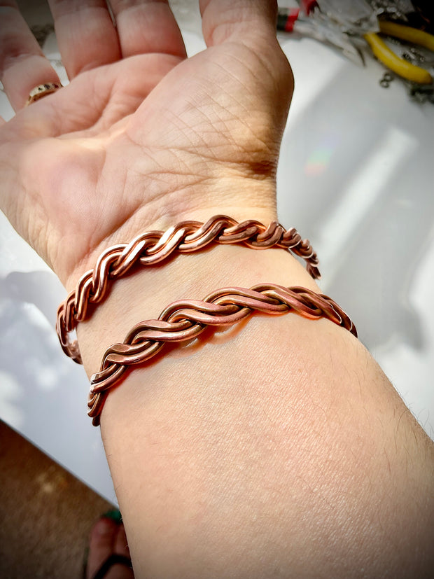 Copper Braided Cuff Bracelets