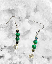 Malachite with Silver Heart & Malachite Spider Earrings