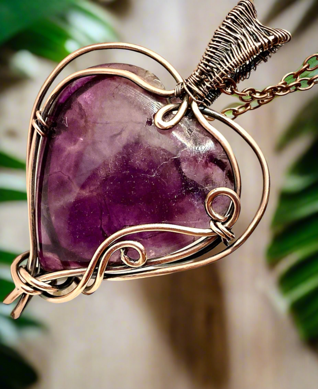 Purple Fluorite Heart Shaped Pendant