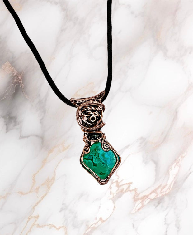 Chrysocolla in Malachite Pendant