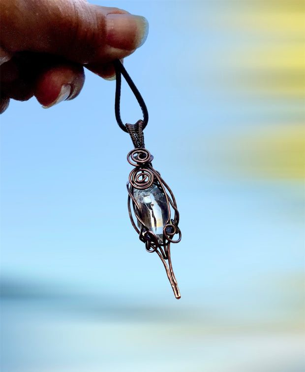 Herkimer Diamond Wire Wrapped Pendant Point