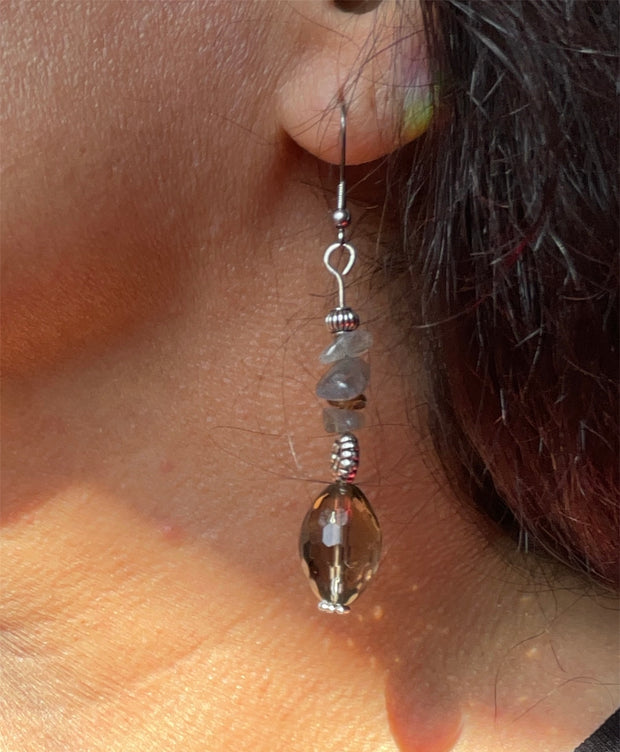 Smokey Quartz and Labradorite Earrings