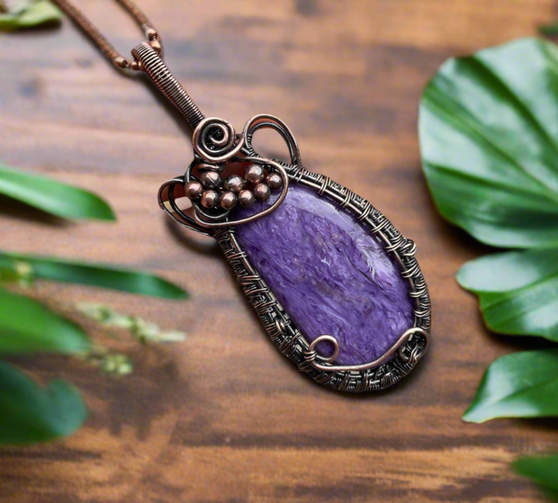 Charoite Wire Wrapped Pendant