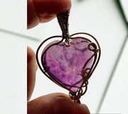 Purple Fluorite Heart Shaped Pendant