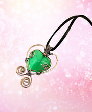 Green Cats Eye Heart Pendant