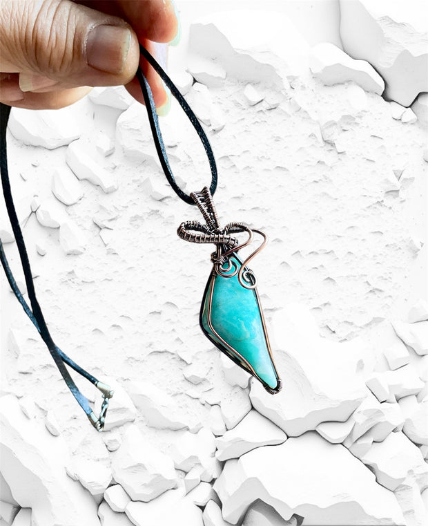 Amazonite Wire Wrapped Pendant