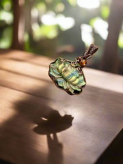 Labradorite & Peach Moonstone Lotus Pendants