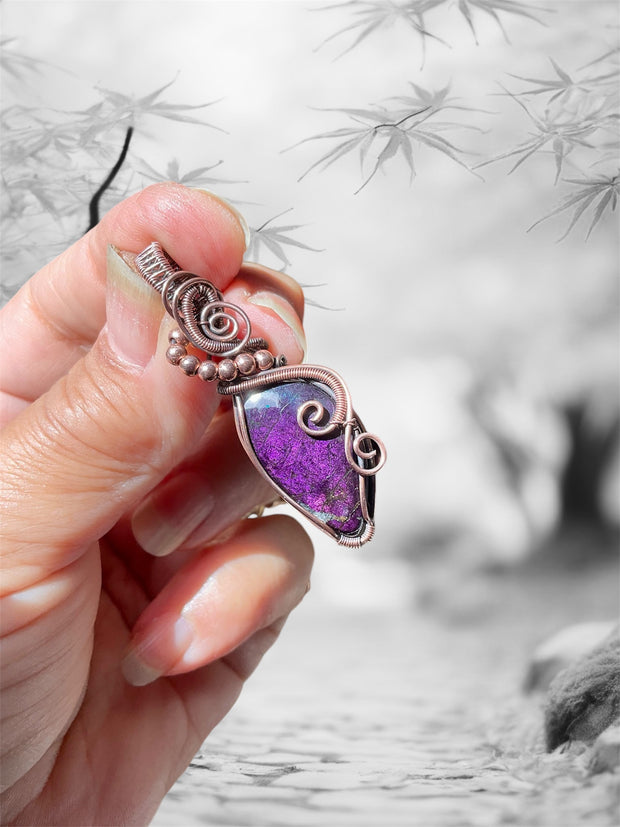 Purpurite Wire Wrapped Pendant