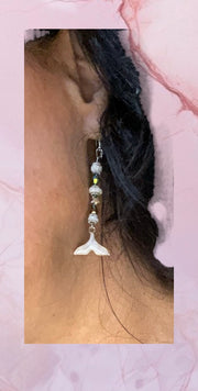 Enamelled Whale Tail Earrings