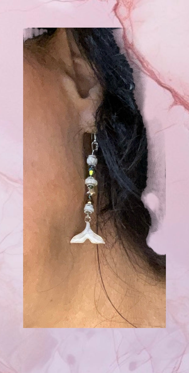 Enamelled Whale Tail Earrings