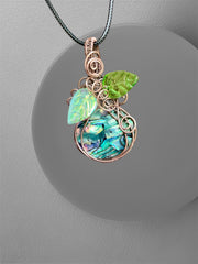 Abalone Shell Halloween Pumpkin Pendant