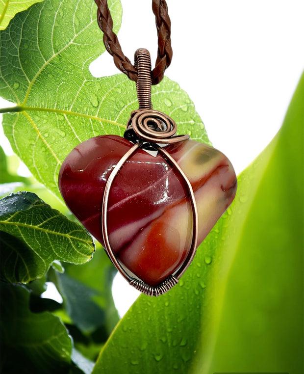 Mookaite Jasper Wire Wrapped Heart Pendant