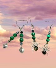 Malachite with Silver Heart & Malachite Spider Earrings