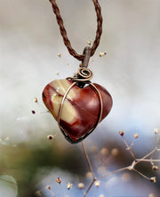 Mookaite Jasper Wire Wrapped Heart Pendant