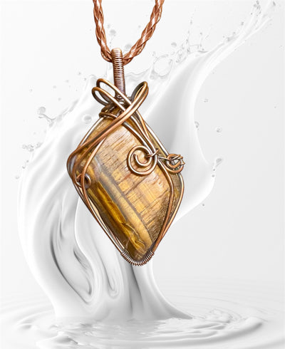 Golden Tiger Eye Large Wire Wrapped Pendant