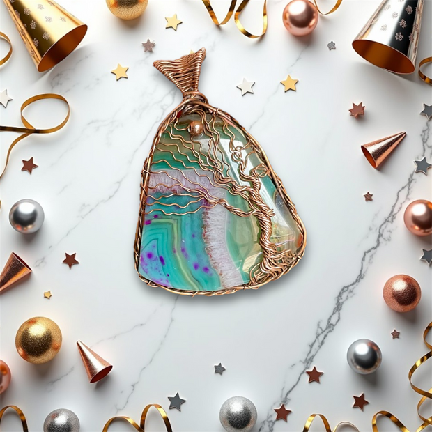 Druzy Agate Tree of Life Pendants