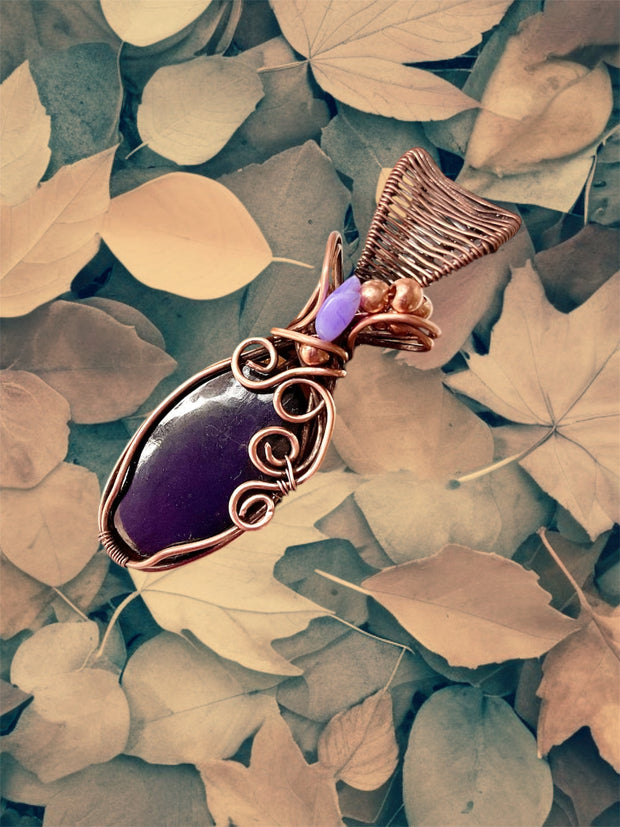 Purpurite Wire Wrapped Pendant