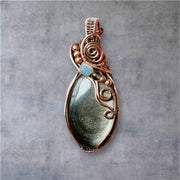 Silver Sheen Obsidian with Labradorite and Smokey Quartz Accent Pendant