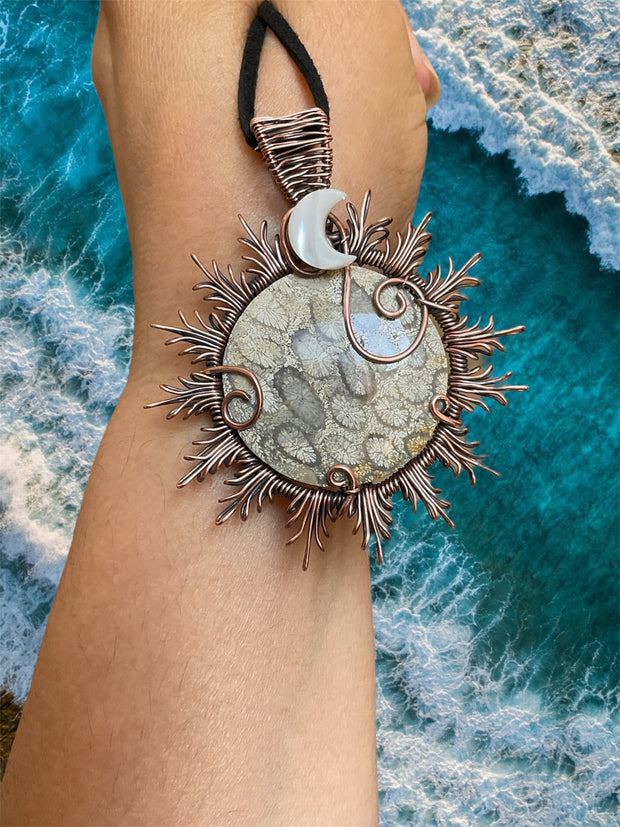 Coral Fossil Sun Pendant