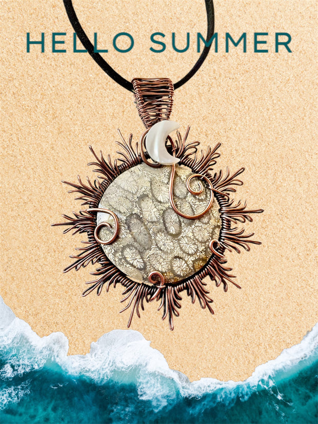 Coral Fossil Sun Pendant