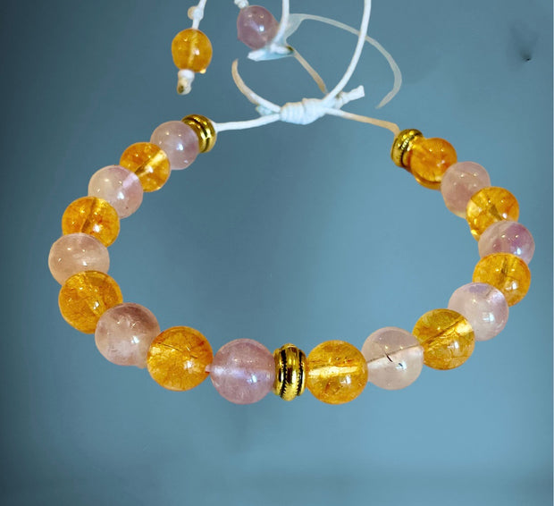 Amethyst & Citrine Beaded Bracelet