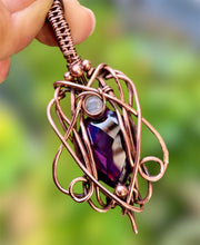 Amethyst & Moonstone Wire Wrapped Pendant