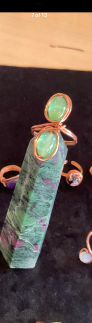 Wire Wrapped Gemstone Adjustable Rings - Connie’s Crystals 