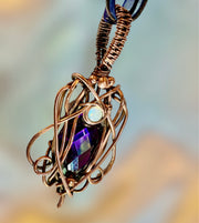 Amethyst & Moonstone Wire Wrapped Pendant